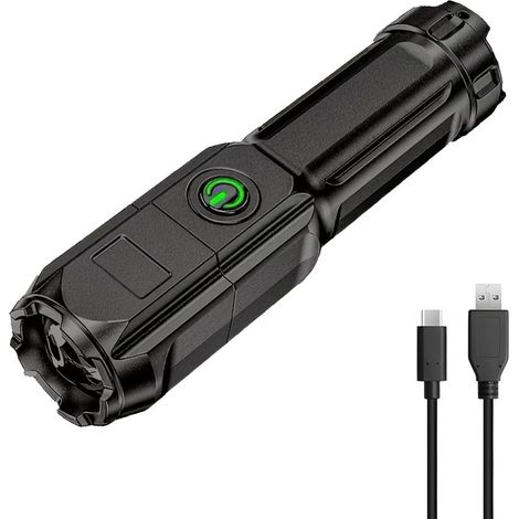 Lampe Torche LED Ultra Puissante - Lampe torche idéal camping, randonnée, outillage, airsoft, militaire - Lampe mecanicien - Lampe LED rechargeable - Lampe de poche - Lampe torche puissante (1/5)
