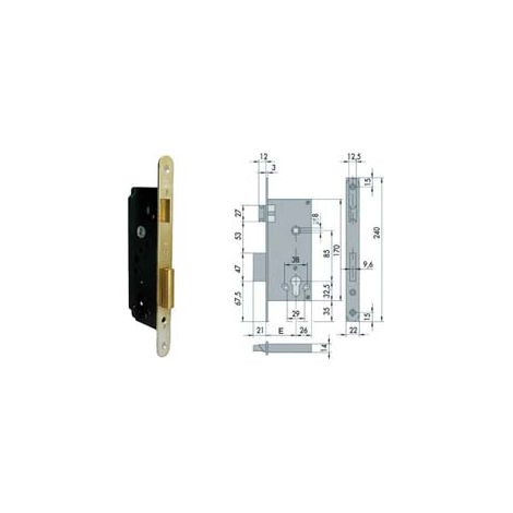 SERRATURA DA INFILARE A CILINDRO 2 MAND. BORDO TONDO 5C130- - mm.45 (5C130450) - 1 pezzi CISA