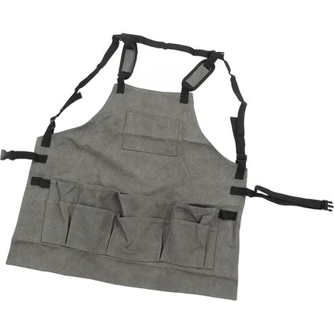 Tablier de menuisier en toile grise, pliable, à poches multiples, pour hommes et femmes. (1/5)