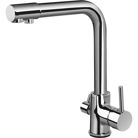 Robinet de cuisine Robinets de cuisine en or avec eau filtrée, mitigeur d'eau potable monté sur le pont, filtre de robinet de cuisine en laiton doré(1 UK) (1/5)