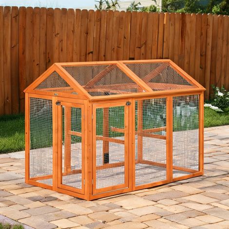 Poulailler naranja en madera de Abeto métal 140 x 88,5 x 106 cm (1/5)