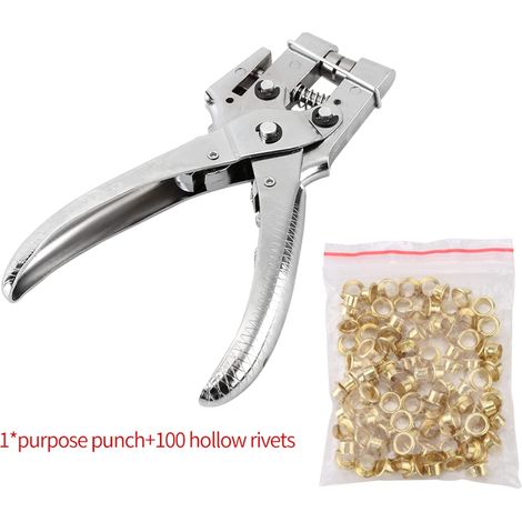 Pince à œillets multifonction pour bâches, tentes, sacs en toile, avec 100 œillets creux faciles à presser (1/5)