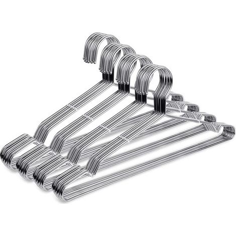 Lot de 40 cintres pour pantalons - Adultes - Anti-glissement - Matériau robuste - Encoche - Argentés (1/5)