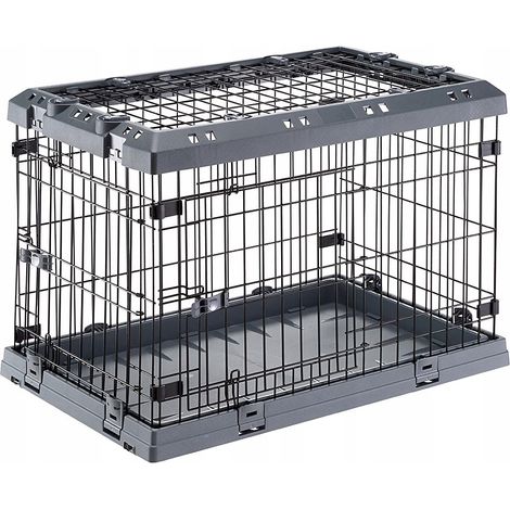 Ferplast SUPERIOR Box pieghevole per cani, con 2 o 3 aperture. Varie misure.. Variante 75 - Misure: 77 x 51 x h 55 cm - Grigio