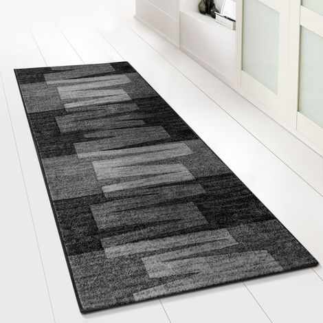 Teppich-Läufer auf Maß gekettelt Via Veneto schwarz 67 x 250 cm