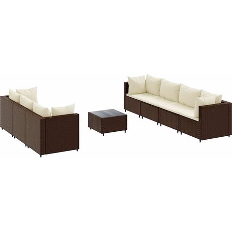 vidaXL Set Divani da Giardino 8 pz con Cuscini in Polyrattan Marrone (1/5)