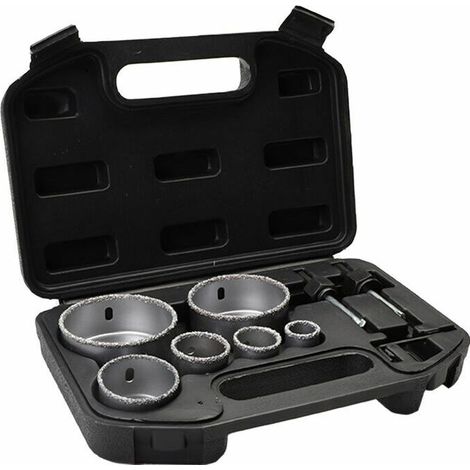 Kit de sierra perforadora para azulejos con revestimiento de diamante  con caja de almacenamiento de aleación, 6 agujeros de 22 a 73 mm, corte de hormigón, duradero y portátil.