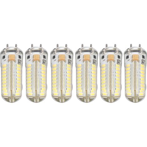 Lot de 6 ampoules LED GY6.35 7W AC/DC12V 700lm 72 LED 360° Ampoule LED type maïs pour suspensions et plafonniers Lumière blanche (6000K-6500K) (1/5)