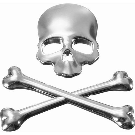 Cool personnalité 3D en métal tête de Mort Squelette Mort de Voiture de Moto Emblème Badge Autocollant de Voiture Styling Stickers Accessoires (Argent, 7.5X8.5cm) (1/5)