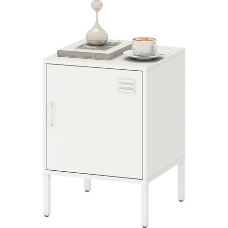 Table de chevet Taloal acier étagère réglable polyvalente blanche (1/5)