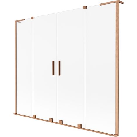 Mexen Velar L Duo paravent de baignoire 2 volets coulissants 180 x 150 cm, givré, cuivre brossé - 896-180-003-32-65 (1/2)