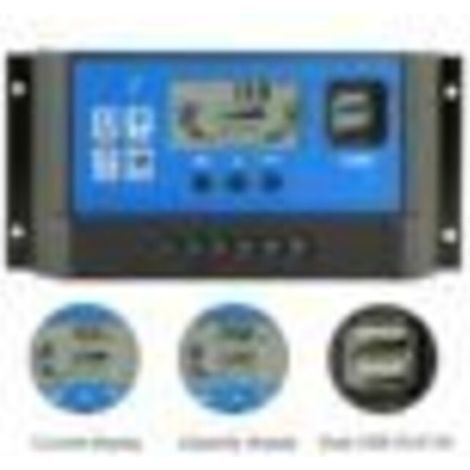Contrôl de Charge et de décharge solaire 20A, 12V 24V, régulat solaire automatique LCD avec double USB 5V, nouveau (1/5)