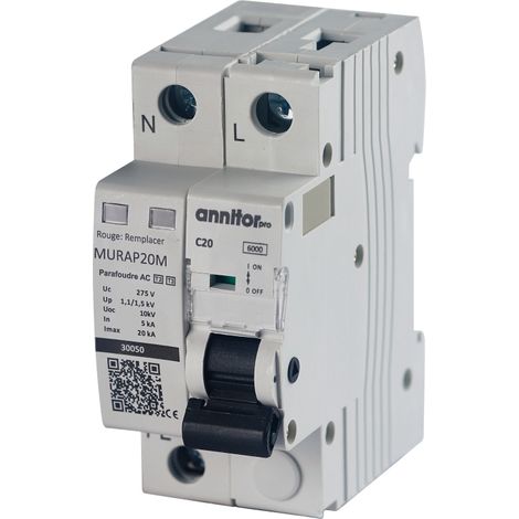 Parafoudre modulaire monophasé Type 2 autoprotégé 20kA