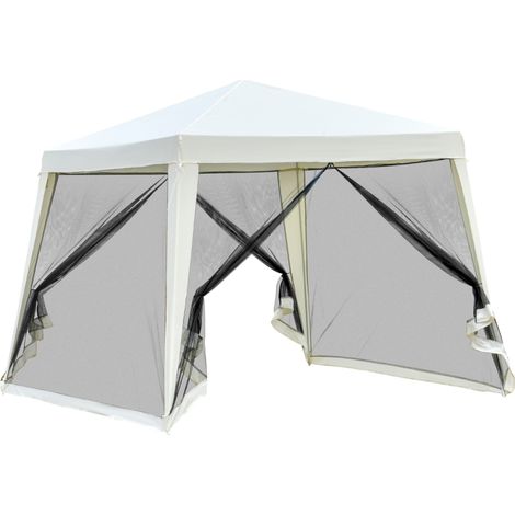 3 x 3 meter Outdoor Gazebo Garden Canopy Tent Sun Shade Event Shelter with Mesh Screen Side Walls, White