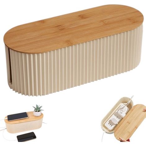Kabelorganisator Kabelmanagementbox Naturholzfarbe Tragbarer Kabelorganisator Steckdosenabdeckung Kabelmanagementbox Kabelbox zur Kabelverdeckung (1/5)