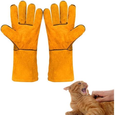 BUNTHAUS Gants de Protection Anti-morsure, Gants de Traitement des Animaux, Gants de Manipulation D'animaux, Gants de Travail en Cuir, Protégez Vos Mains des Morsures, 1 Paire (1/4)