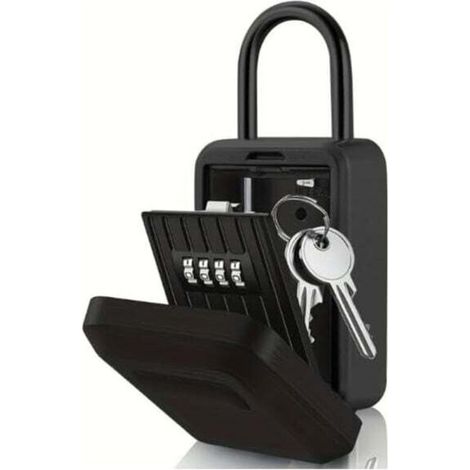 UlisemBoite à Clé Sécurisée Montage Mural Boite a Clef avec Code Numérique à 4 Chiffres, Extra Grande Lock Box Coffre - Noir (1/4)
