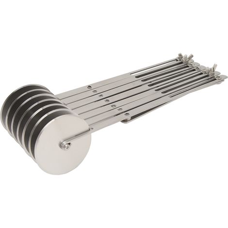 Coupe-pâte à 7 roues en acier inoxydable, multifonctionnel, largeur réglable, plusieurs roues, coupe-pâte à pizza et nouilles (1/5)