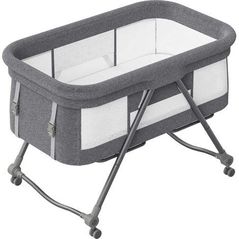 Lit portable, roues silencieuses, mode bascule, Gris-Bravo Basique (1/2)