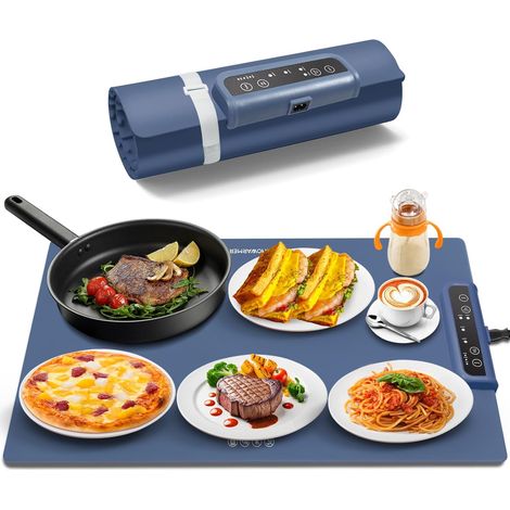 INNOWARMER Elektrische Warmhalteplatte, Speisenwärmer, Vollflächige Erwärmung, Faltbare Silikon-Warmhalteplatte, 3 einstellbare Temperaturstufen & Timer, Elektrischer Buffetwärmer für Familienbuffets (1/5)