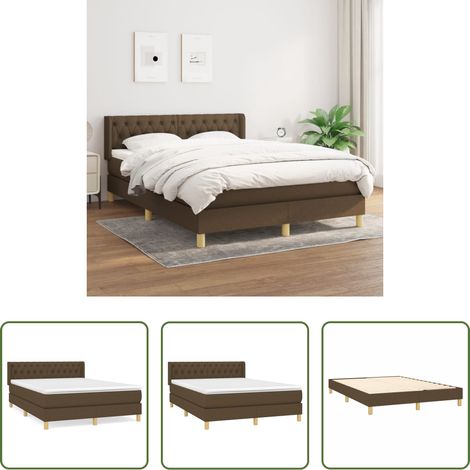 vidaXL Matelas à ressorts ensachés - Sommier à lattes de lit avec matelas Marron foncé 140x190 cm (1/5)