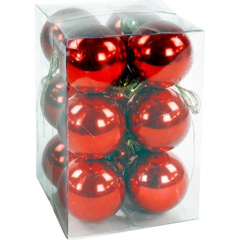 Set de 12 boules de Noël rouges - 4cm (1/3)