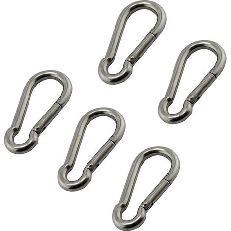 Mousqueton à Verrouillage en Acier Inoxydable 304, 5 pièces, Mousqueton de qualité Marine, Longueur 50mm 60mm 70mm 80mm, Lien Ovale(8X80mm-5pcs) (1/5)