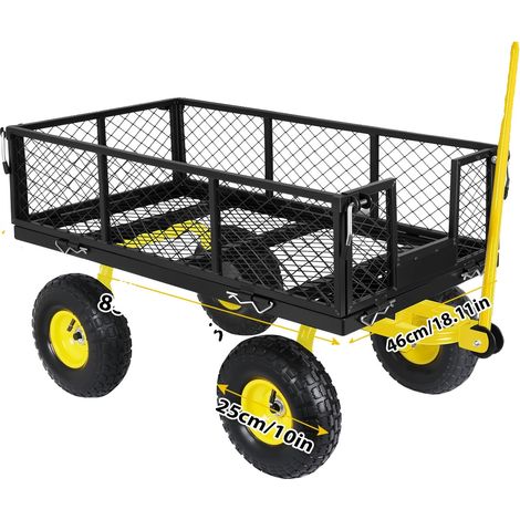 Chariot de jardin, construction robuste, mobilité tout-terrain, noir (1/2)
