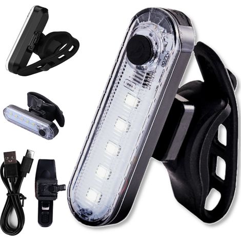 Luz LED delantera blanca para bicicleta, USB, con banda elástica, 12 horas de uso. Resistente al agua. (1/5)