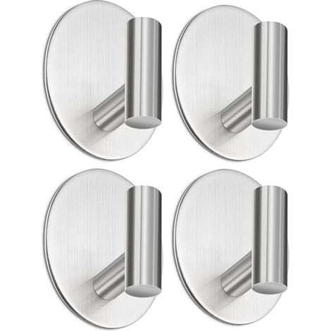 Adhesive Wall Hook, Bathroom Towel Holder, Kitchen Hook, Stainless Steel, Silver (1/5)