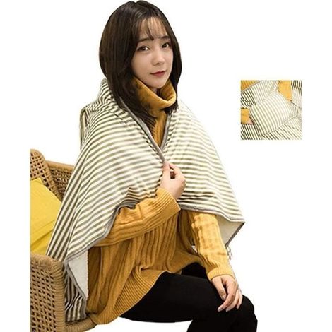 couverture chauffante usb, cape de chauffage electrique en flanelle ultra-doux, plaid chauffant pour le dos, le cou, les épau[A294] (1/4)