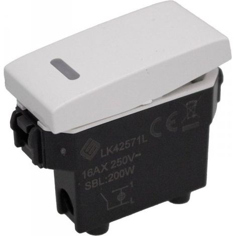 Interruttore Unipolare 1P 16A Con Indicatore Luce Led Colore Bianco Compatibile Con Bticino Living e Vimar Plana (1/3)