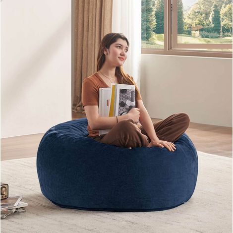3FT Sitzsack blau, 90 x 90 x 50 cm, faltbar und waschbar HAVRYA (1/4)