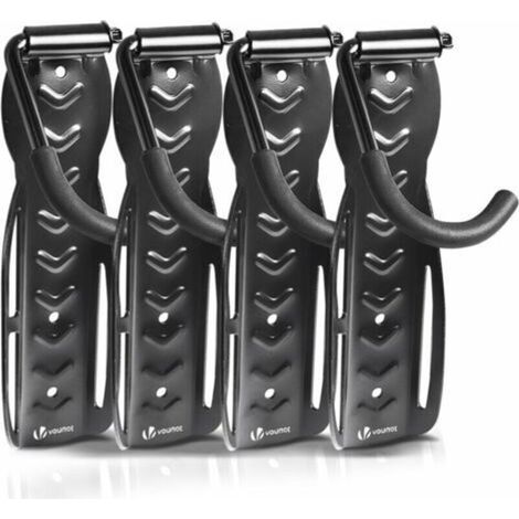 Kit de 4 supports muraux en acier pour vélo – Système de rangement suspendu noir – Charge maximale 30 kg – Dimensions : 26 x 8 x 12 cm (1/4)