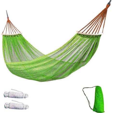 Filiyano-Hamac d'extérieur en nylon doux et respirant, anti-roulis - Poids maximal supporté : 136 kg (vert) (1/5)