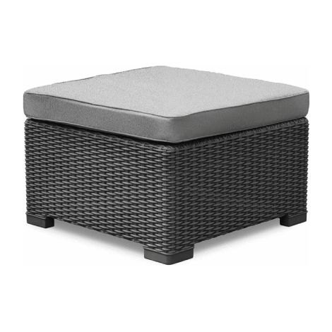 Table basse California en re'sine antichoc effet polyrotin 68x68x35 cm avec coussin pour jardin exte'rieur