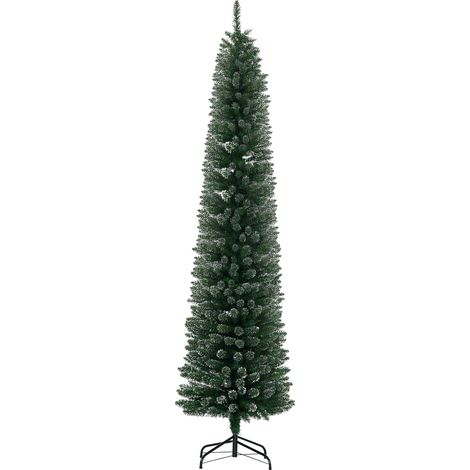 Sapin de Noël fin et enneigé, 624 branches, base amovible et pliable, Ø56 x 225 cm, vert (1/5)
