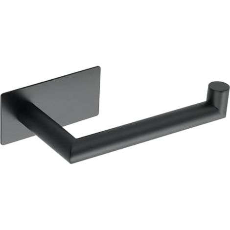 Porte Rouleau Papier Toilette, Longueur 16.8 CM, Porte Papier Toilette sans Percage pour Salle de Bain/Cuisine, en Acier Inoxydable SUS 304, Durable et Pratique, Noir (1/5)