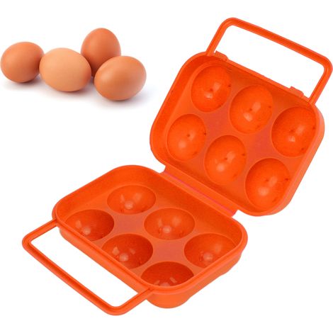 Boîte à œufs portable 6 cases ABS pour rangement intérieur/extérieur - Orange (1/5)