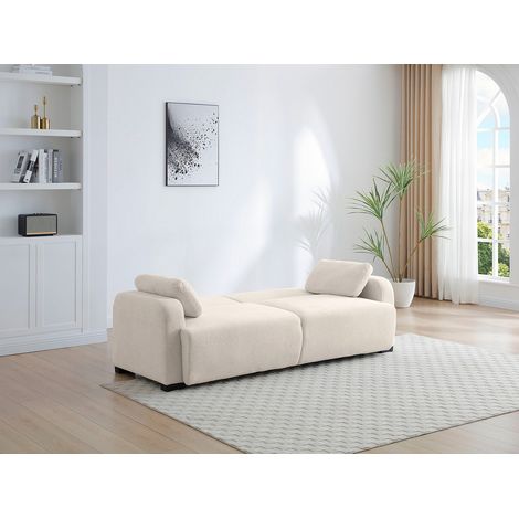 Canapé 3 places convertible clic-clac en tissu chenille beige LOMARIO (1/4)