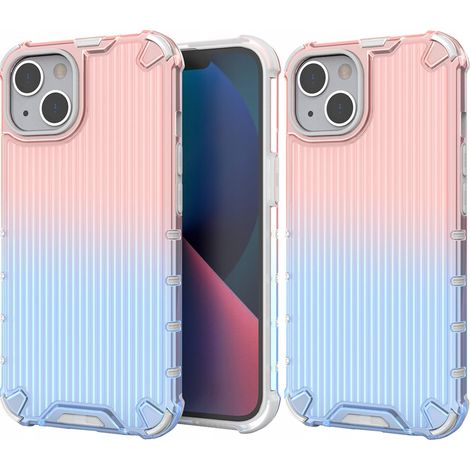 Custodia protettiva Ombre per iPhone 14 Plus, custodia rinforzata rosa e blu (1/5)