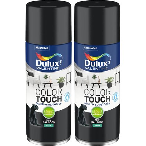 Lot de 2 - Peinture aérosol Color Touch Multi-Supports - Satin Noir 400 ml - Dulux Valentine