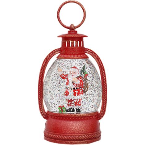 Lanterne En Forme De Lampadaire De Rue Éclairée - Globe De Neige De Noël Avec Bonhomme De Neige Et Arbre De Noël - Fonctionne Sur Piles - Décoration Intérieure - 1 Pièce (1/5)