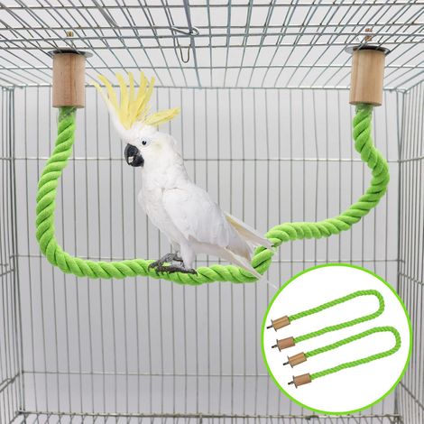 Set da 2 posatoi oscillanti in corda per uccelli, accessori per asta di supporto per gabbia da 55 cm, posatoio per affilare e arrampicarsi, adatto ai pappagalli (1/4)