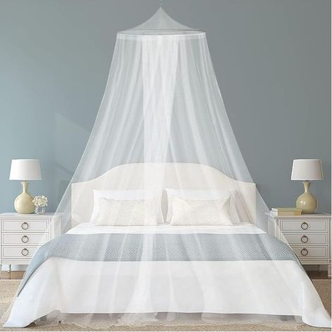 Moustiquaire de lit, ciel de lit, moustiquaire pour lit simple/lit double, moustiquaire pour lit adulte/fille/bébé/enfant, moustiquaire universelle pour lit king size blanche 0,6 x 2,5 x (1/5)