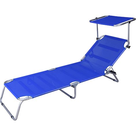 Lettino prendisole da mare pieghevole Litto blu (1/5)