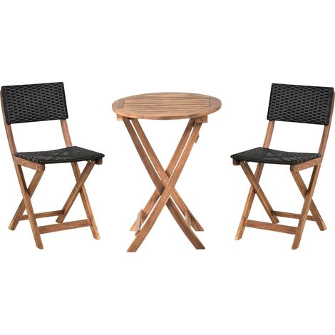 Set da giardino in legno di acacia marrone e nero pieghevole Rivarotta