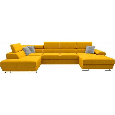 Canapé d'angle Comfivo 249, Venus Velvet 2916 + Miu 2059, Fonction de couchage, Boîte de literie, 345x202x71cm, 0 (1/5)