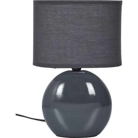Lampada da tavolo ovale in ceramica grafite con paralume (1/5)