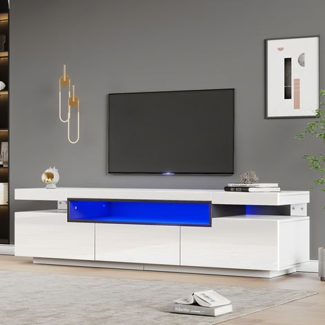 Meuble TV avec rangement 160x39x42 cm en panneaux de particules blanc LED 16 couleurs - CHICFURN (1/5)